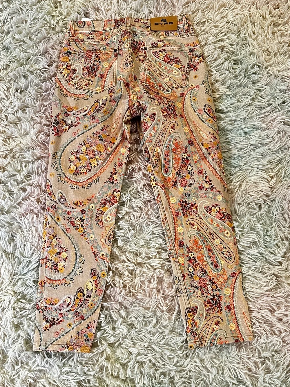 New ETRO Paisley Print High-Rise Straight Leg Slim Jeans Size 26 - Picture 4 of 9